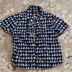 Vineyard Vines Navy Blue Sailboat Print Kids Shirt